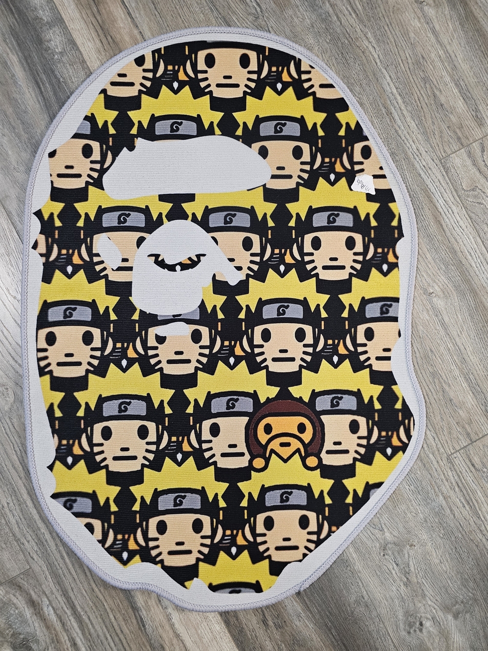 Bape Yellow & Black Naruto Pattern Ape Head Rug